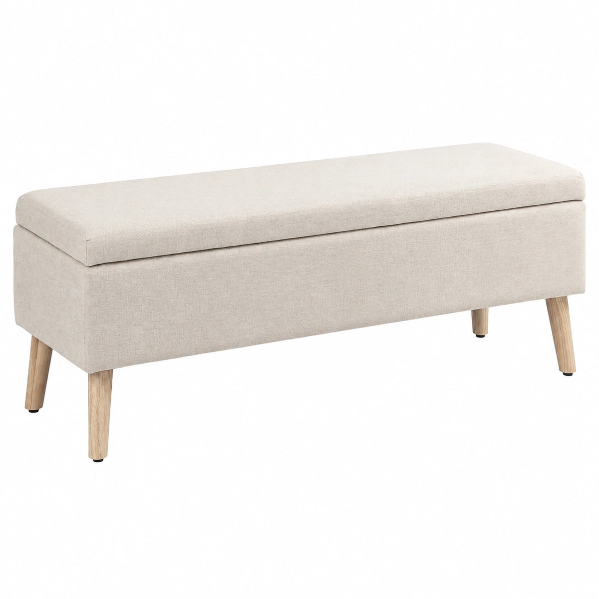 Lit, en lin, avec rangement, rembourré, coloris beige, 110 x 39 x 45 cm, pour la chambre