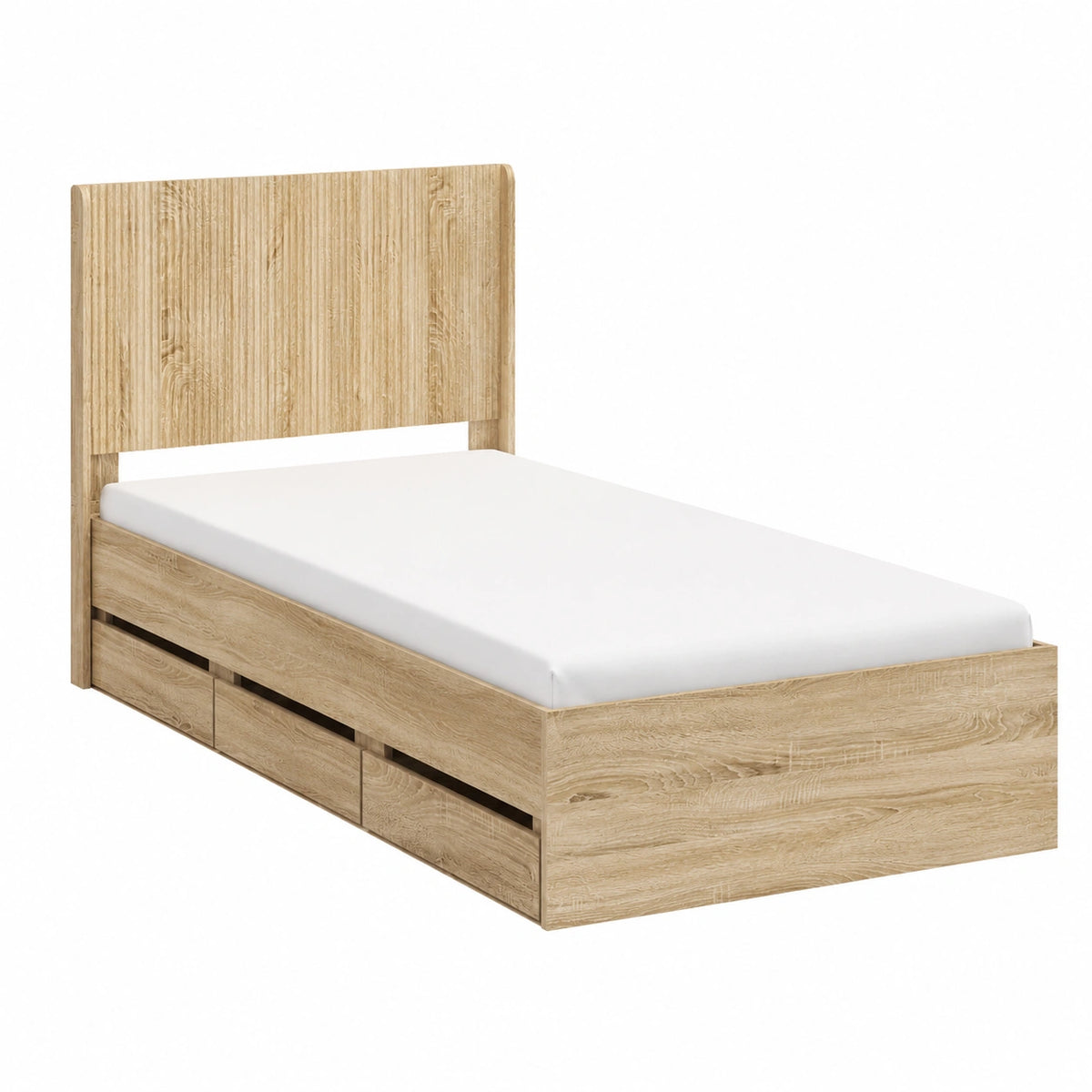 Lit, avec rangement, avec tiroirs, avec sommier, en chêne, pour la chambre