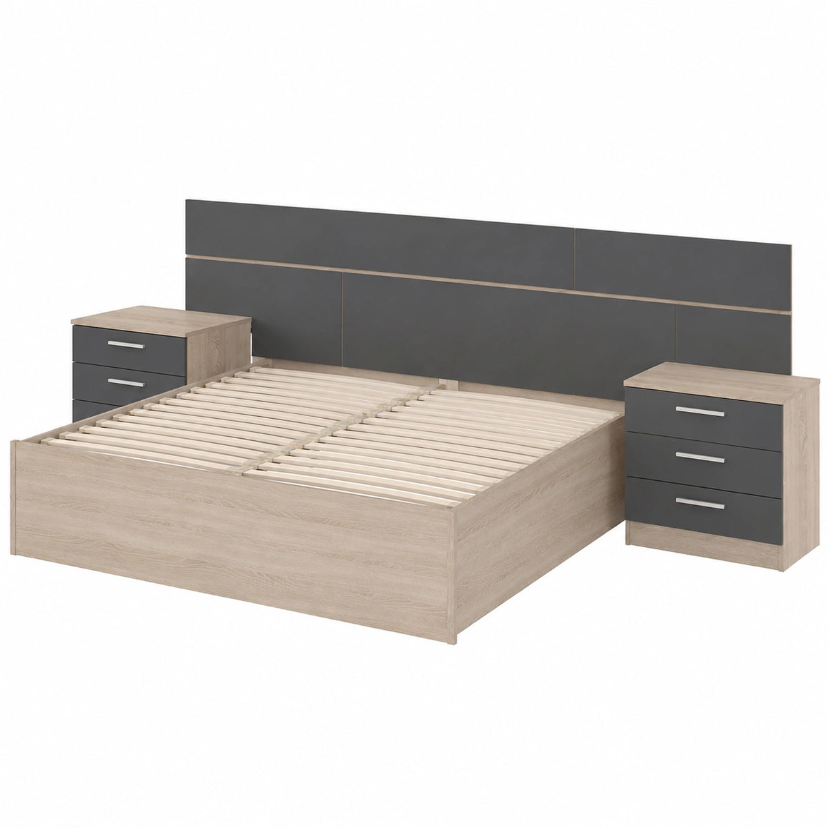 Lit, coloris graphite, pour la chambre
