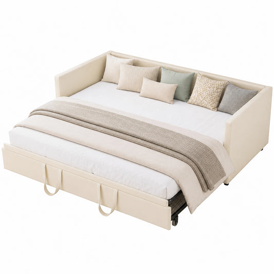 Canapé convertible, 2 places, avec sommier, rembourré, en velours et tissu, pour le salon ou la chambre d’amis