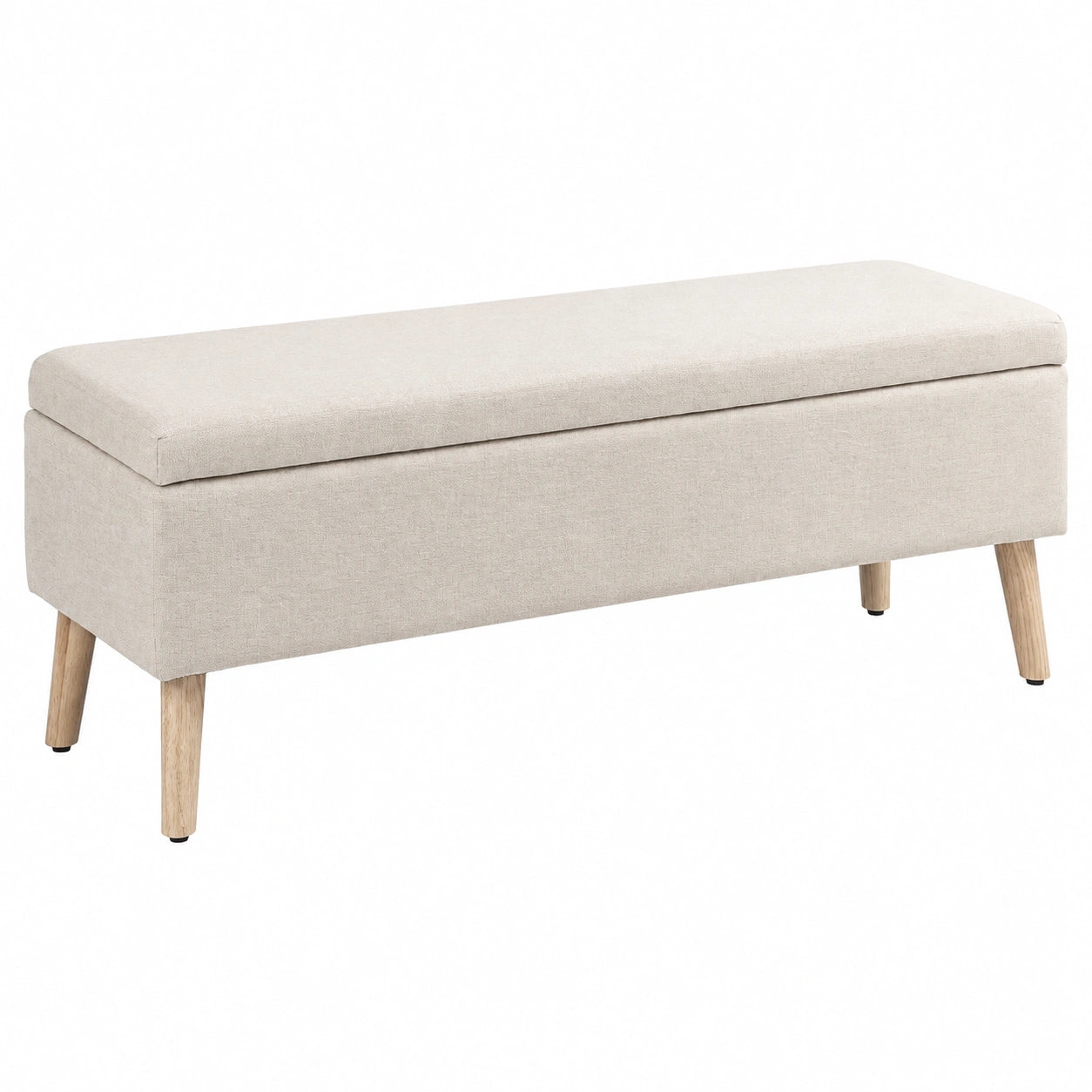 Lit, en lin, avec rangement, rembourré, coloris beige, 110 x 39 x 45 cm, pour la chambre