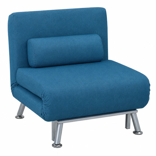 Canapé convertible, 1 place, réglable, coloris bleu, pour le salon ou la chambre d’amis